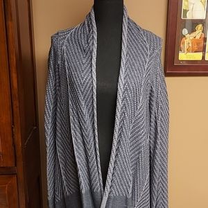 LOGO by Lori Goldstein Textured Blue Cardigan